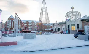 В окружной столице начался монтаж новогодних елей