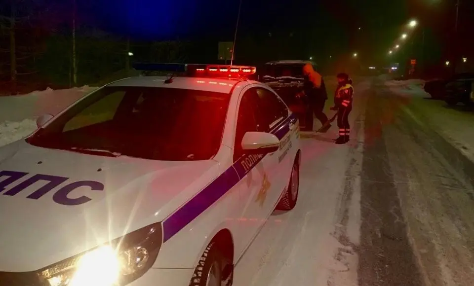 Салехардские автоинспекторы помогли водителю в трудной ситуации из-за непогоды