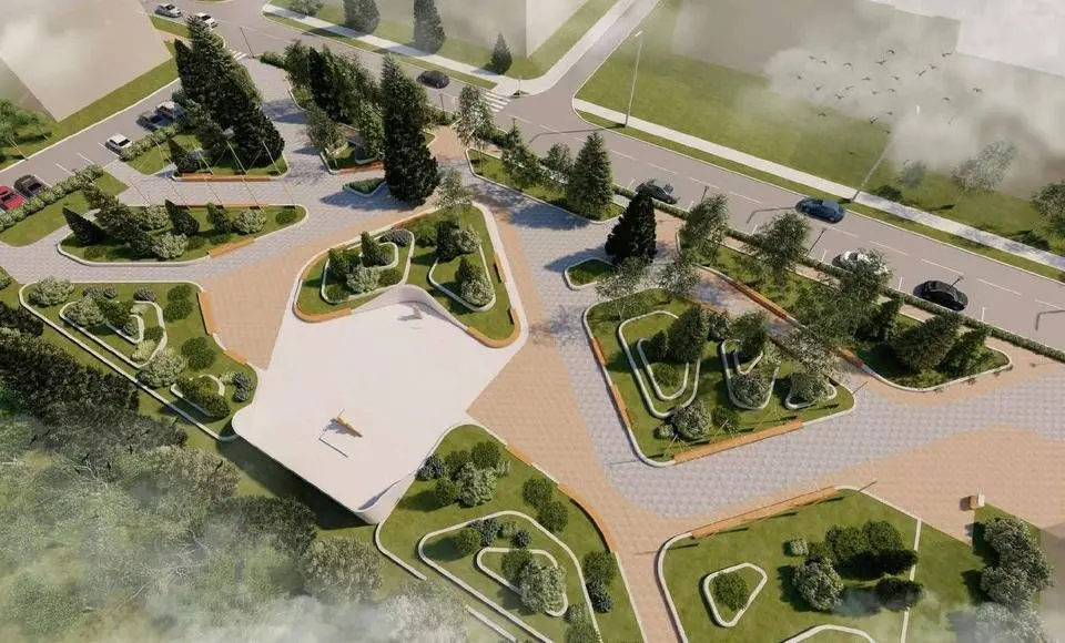 Новый Скверик. Зона отдыха в тени берёз и рябин